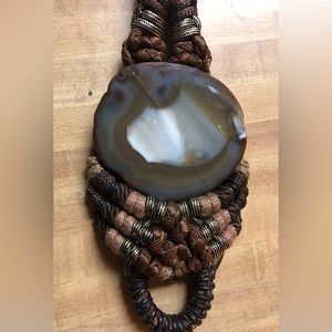 Cut agate stone macrame belt